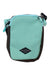 The Sherpani Women's Rogue Mini Crossbody Bag is a small, rectangular bag made from recycled polyester, featuring a light teal front, black sides, a black zipper, and a diamond-shaped logo patch—ideal for stylish women.
