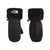 A pair of black The North Face Kids' Mossbud Swirl Mitts featuring faux fur cuffs, quilted exterior, textured palms, and the brand logo on the cuff of the left waterproof mitten.