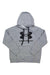 The Under Armour Women's UA Rival Fleece Logo Hoodie in light gray features a large black front logo, ultra-soft cotton blend, front pocket, and drawstring hood, displayed flat on a white background.