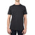 A person faces forward against a white background, wearing the Moosejaw Mens Cheese Pizza SS Tee in black and dark pants. The person's head is partially out of the frame.