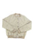 The Toad & Co Women's Allie Fleece Jacket in beige features a textured Sherpa fleece front, smooth sleeves, button-up closure, and ribbed collar, cuffs, and hem. Shown laid flat on a white background.