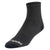 The Pearl Izumi Transfer 4 Inch Sock is a single black sock made with recycled materials, featuring a ribbed cuff, reinforced toe and heel, white text on the toe, and an athletic midcut design.