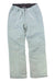 The Spyder Womens Seventy Pant in light green features white drawstrings, front pockets, reinforced knees, and the Spyder logo on the left thigh. These insulated ski pants provide style and warmth. Shown laid flat against a white background.
