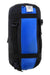 A black and blue cylindrical compression sack with straps and barcode tag, ideal for storing the TETON Sports Altos 20F Down Sleeping Bag or clothing—perfect for compact, ultralight packing on winter camping trips.