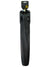 The Topeak D-Flash Express ST, a black bike fender with a carbon fiber pattern made of durable polypropylene, is shown vertically in packaging with a top label and two visible attachment straps.
