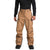 A person wearing The North Face Mens Dawnstrike Gtx Pant in tan, featuring zippered pockets and Velcro waist adjusters, pairs them with black boots and a long-sleeve black top, standing upright against a plain white background.
