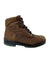 The Wolverine Men's Durashocks Waterproof Insulated 6IN Boot is a brown leather outdoor boot with dark laces, metal eyelets, padded ankle, and a black rubber sole, shown in profile view facing right.