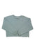 The Roxy Women's Surf Break Crew is a light green, long-sleeve quilted crop sweatshirt with a crew neckline, relaxed fit, curved hem, and small white tag at the bottom edge. Laid flat on a white background.