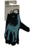 Full-finger cycling glove, black with light-blue accents, hook-and-loop cuff