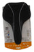 The Serfas CB-200 Performance City Bike Saddle in black is displayed on white and orange packaging, featuring comfort enhancements, waterproof design, and prominent branding for upright riding positions.