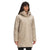A woman faces forward with arms relaxed at her sides, modeling the beige The North Face Womens Arctic Triclimate Jacket against a plain white background.