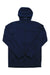 The Norrona Mens Falketind Warmwool2 Stretch Zip Hoodie is a navy blue merino wool midlayer for alpine use, featuring a hood, long sleeves, front zip closure, and subtle left chest logo. Shown laid flat on a white background.