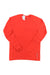 A bright red Salomon Women's Sense LS Tee is laid flat, showing its front view with a crew neckline and visible collar tag. The ultralight, moisture-wicking fabric makes it ideal for active days.