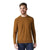 A smiling man with a beard wears a brown Smartwool Mens Sparwood Crew Sweater and blue jeans, standing facing forward against a plain white background.