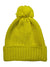 The Women's Snoasis Pom-Pom Beanie is a bright yellow winter hat with a folded brim and large pom-pom, crafted from recycled polyester for cozy, eco-friendly style.