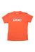 The POC Sports Juniors' Tee is an orange cotton crew neck kids’ outdoor t-shirt with "poc" in bold white lowercase letters on the front—ideal for everyday adventures and comfort.