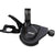 The Shimano Zee SL-M640 Shift Lever, shown in black with a thumb lever and index trigger, offers 2-Way Release for versatile mountain bike shifting, displayed against a white background.
