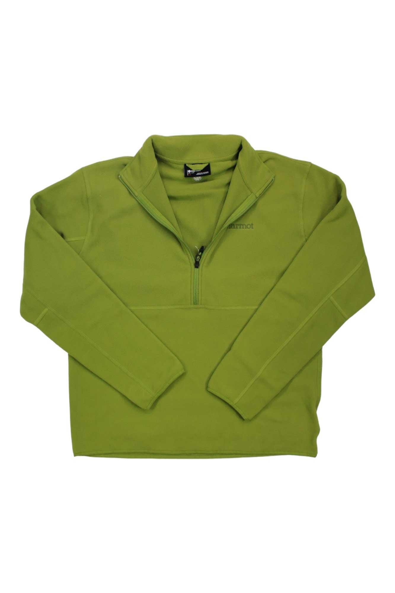 The Mens Rocklin 1/2-Zip Pullover in lime green is a men's half-zip fleece jacket made from recycled polyester for comfort and style.