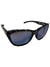 The Smith Shoal Polarized Sunglasses feature a black and gray tortoiseshell cat-eye frame with blue-tinted polarized lenses, displayed at an angle on a white background.