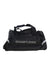The Showers Pass Waterproof Duffel Bag is black with white branding, made of ballistic nylon. It features a zipper closure, two handles, and reflective edge stripes—ideal for carrying cycling gear.