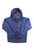 The Outdoor Research Men's Helium Rain Jacket in blue, featuring a hood, front zipper, and orange zippered chest pocket, is laid flat on a white background. This ultralight jacket delivers stylish, reliable rain protection.