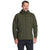 A man stands smiling with hands relaxed at his sides, wearing a dark green Rab Mens Xenair Alpine Light Jacket, against a plain white background.