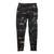 Women's leggings, black with multicolor abstract print, 3/4 length, elastic waistband.