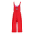 Girls red snow bib overalls with front zipper and adjustable shoulder straps