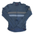 Men's long-sleeve cycling jersey, full-zip, navy blue with light gray horizontal stripe.