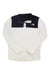 The Womens Everyday Snap Pullover by The North Face is a fleece top with a black upper, cream lower section, button-up collar, left chest logo, and is ideal for stylish outdoor layering.