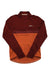 The Long Sleeve Club Jersey is a cycling jersey with a half zipper, maroon upper section and sleeves, orange lower section, and the white “Rapha” logo on the chest.