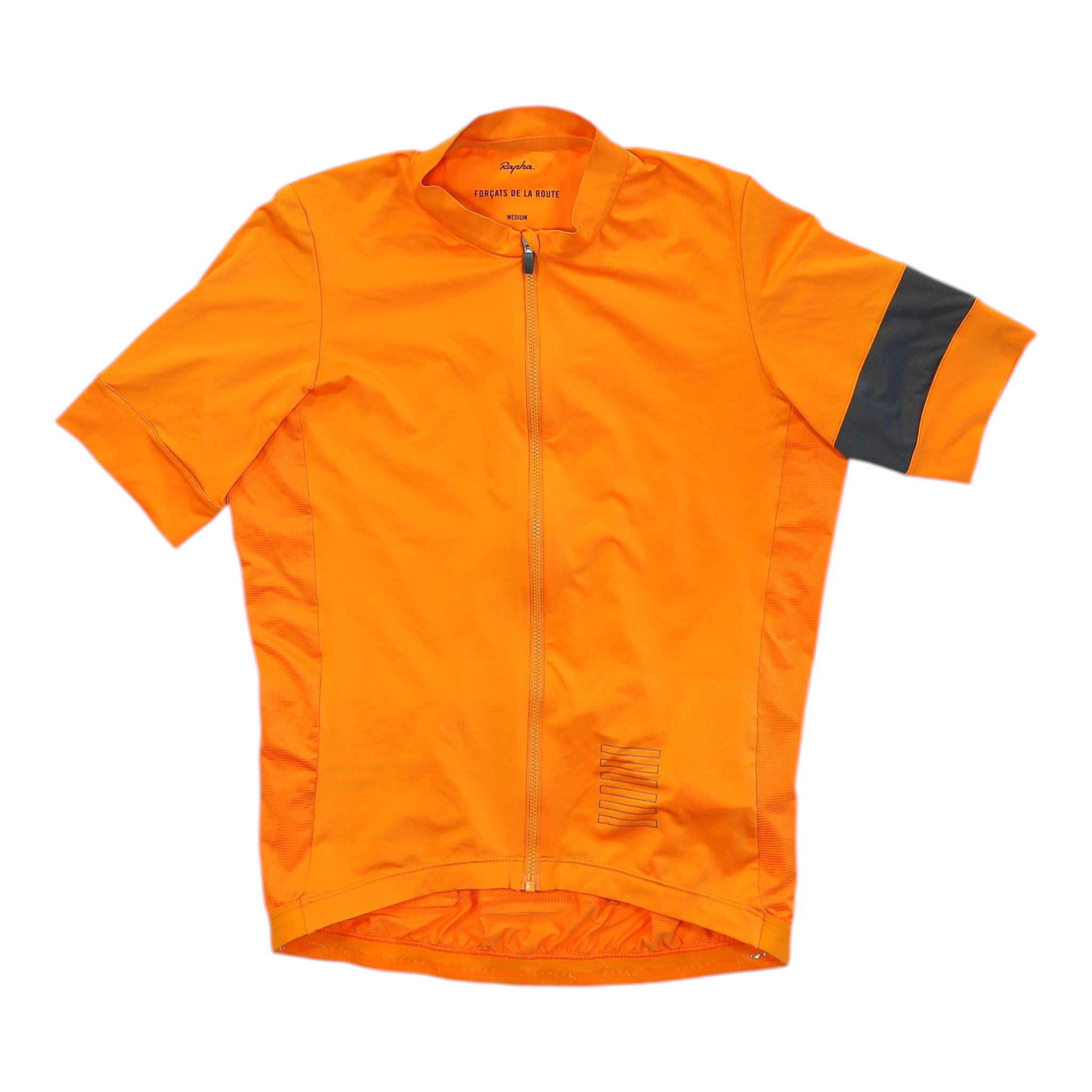 Orange training jersey with full zip front, short sleeves, navy side stripe and chest logo