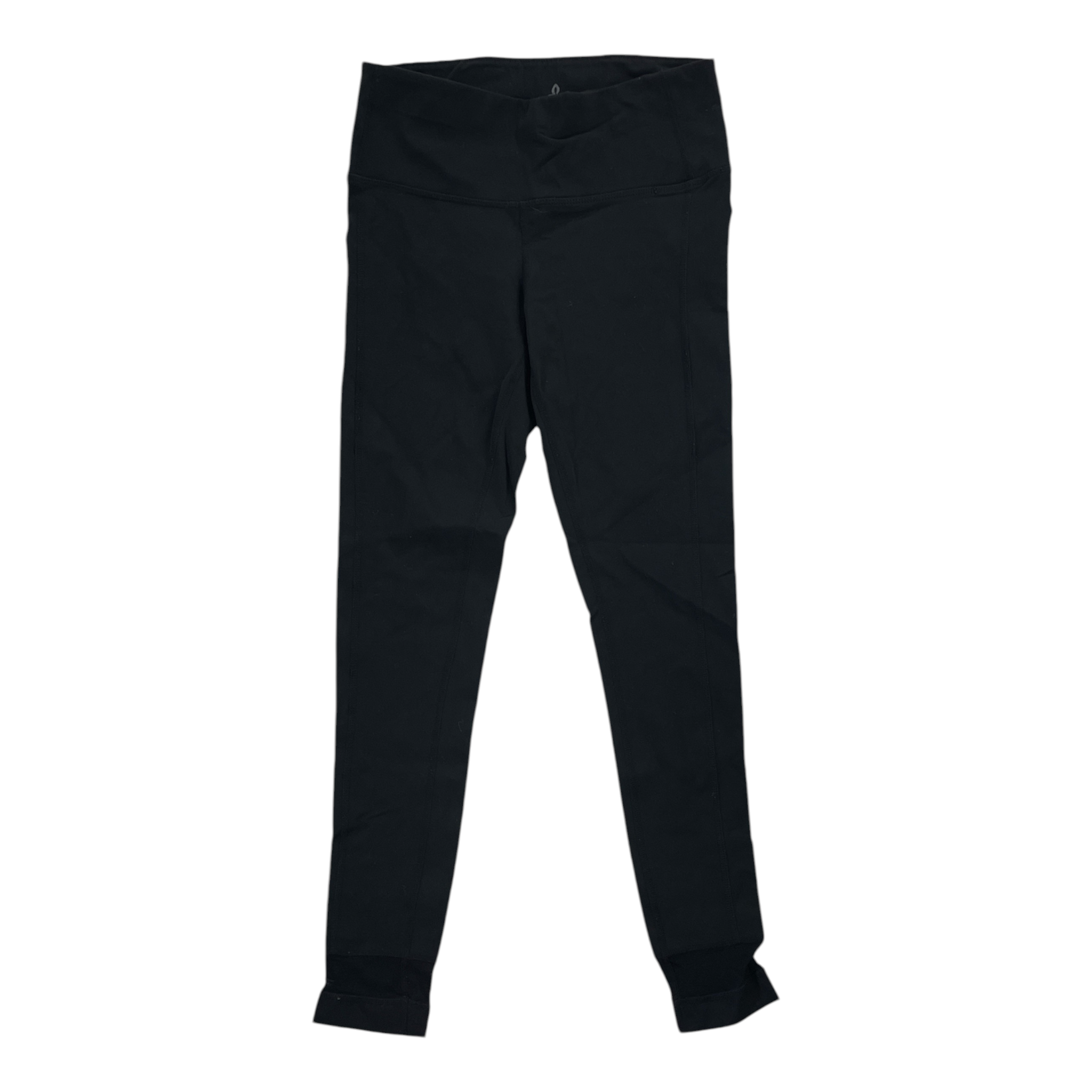 Prana women's leggings in black with seam-panel accents, elastic waistband, full-length fit