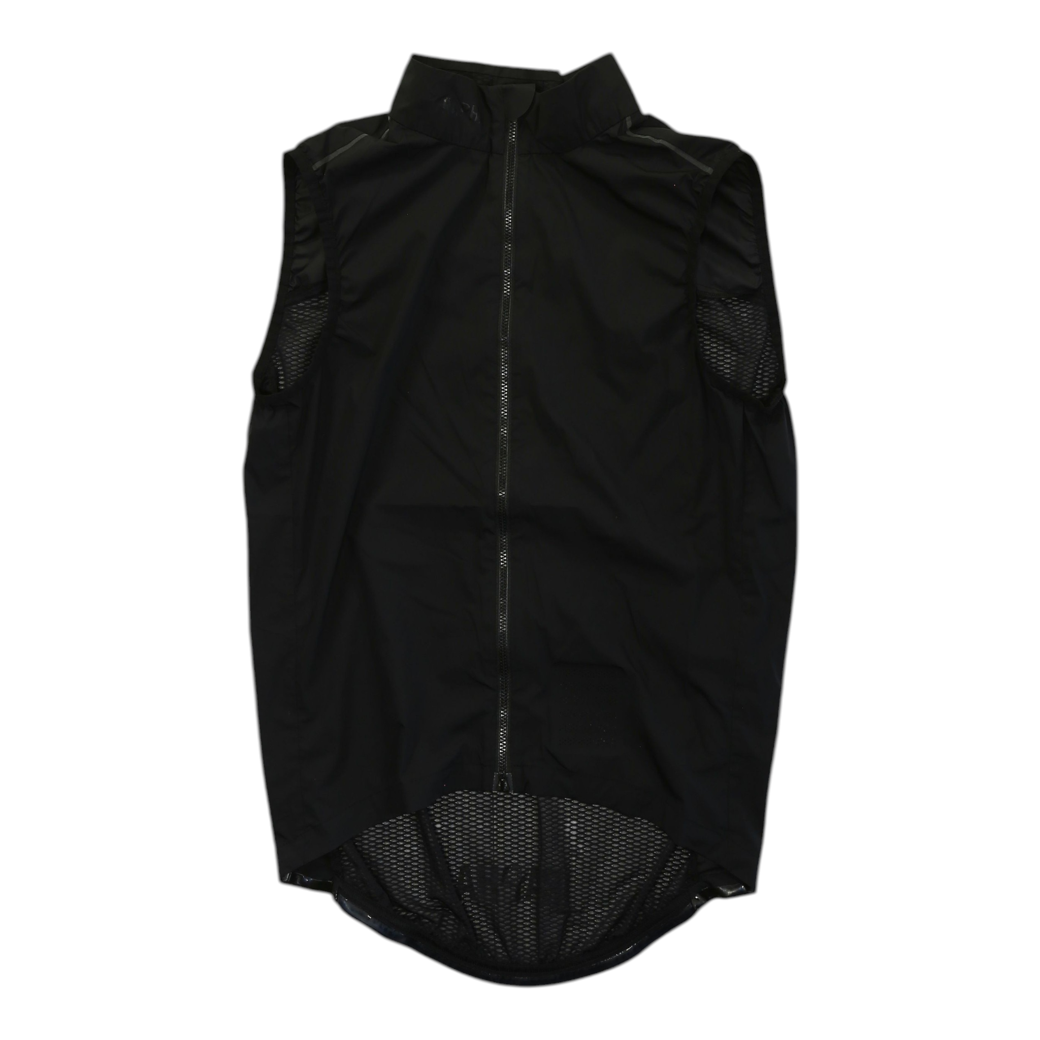 Men's lightweight gilet, black, full-zip front with mesh under-hem panel