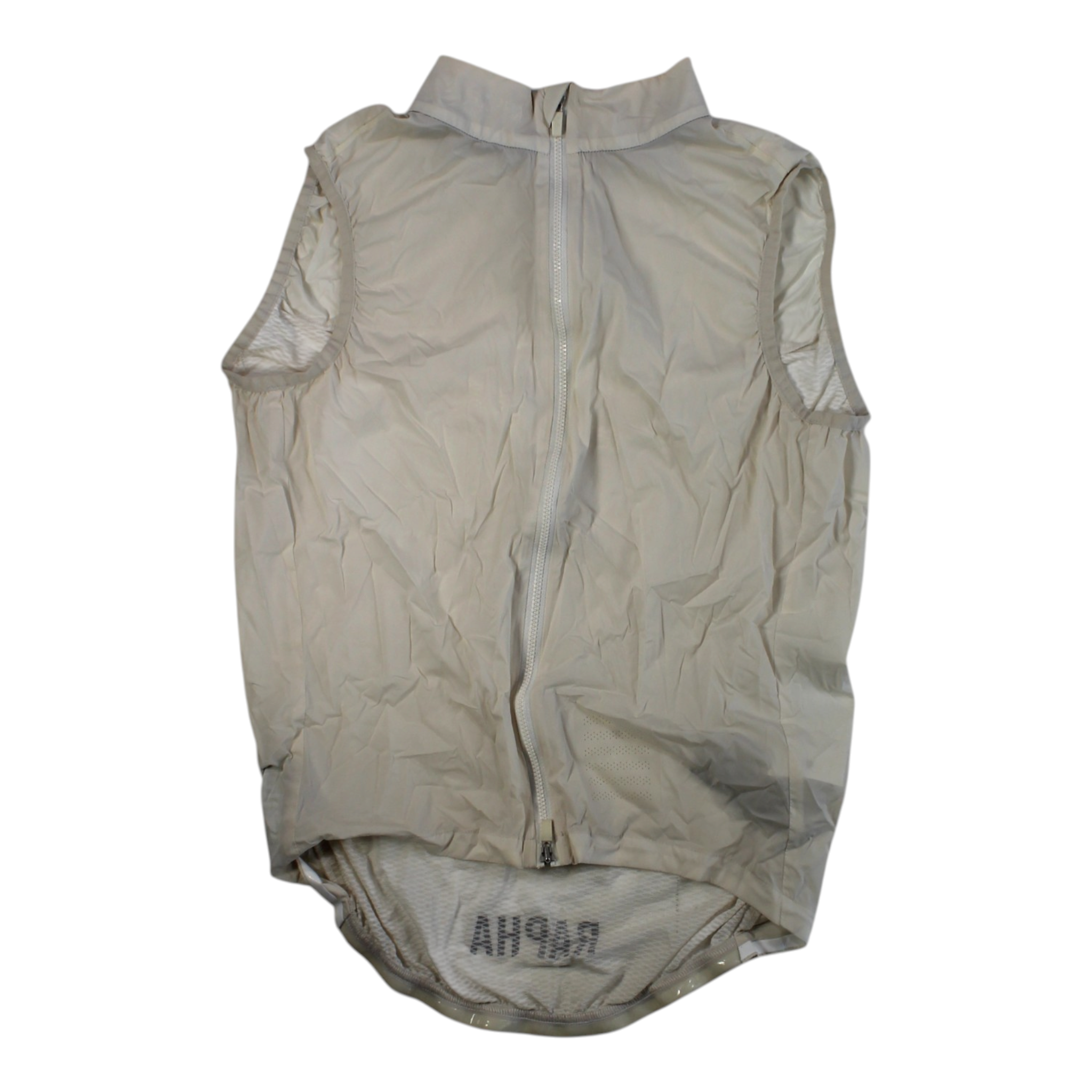 Light beige cycling gilet with full front zipper and sleeveless design