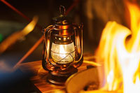 lantern by fire