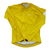 Yellow hoodless rain jacket with full front zip and white side panel