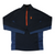 Men's half-zip pullover, dark navy/black with orange zipper and small chest logo