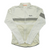 Men's long-sleeve cycling jersey, full-zip, off-white with gray horizontal stripe and triangle panel.