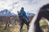 man wearing a hiking backpack