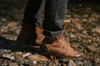  A man wearing hiking boots