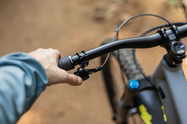 close-up of mountain bike handles