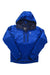 The Men's Kor Strata Hooded Jacket is a lightweight, breathable blue hoody with a front zipper, two chest zip pockets, stretch insulation, Primaloft Gold Active for warmth, and color-blocked bright and dark blue sections.