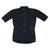 Gravel cycling jersey with short sleeves and full zipper, dark navy, side branding patch