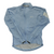 Light blue rain jacket with full front zipper, long sleeves, and white side panel