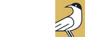 Black and white bird illustration on a gold background