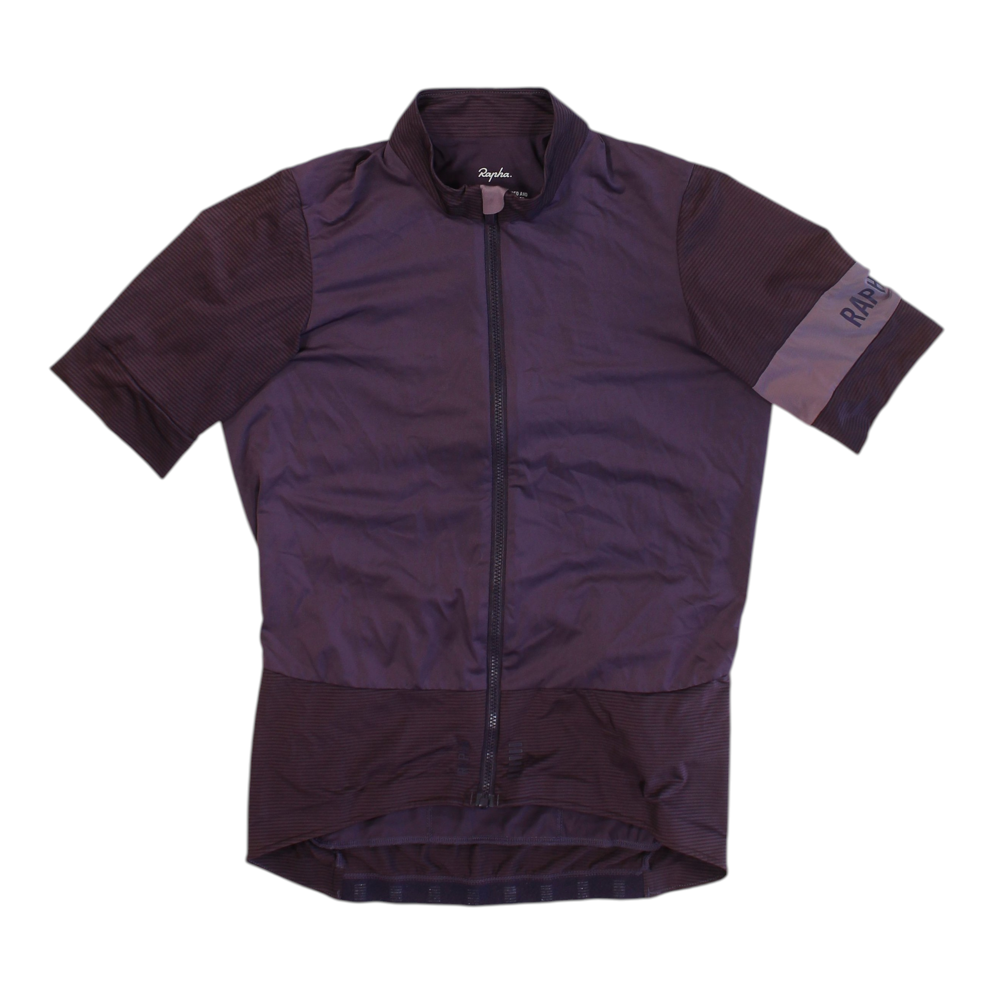 Women’s pro team cycling jersey, dark purple, short sleeves, full front zip