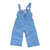 Girls light blue snow bib overalls with front zipper and adjustable shoulder straps