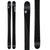 Black skis with Faction logo and diagonal graphic lines, side view
