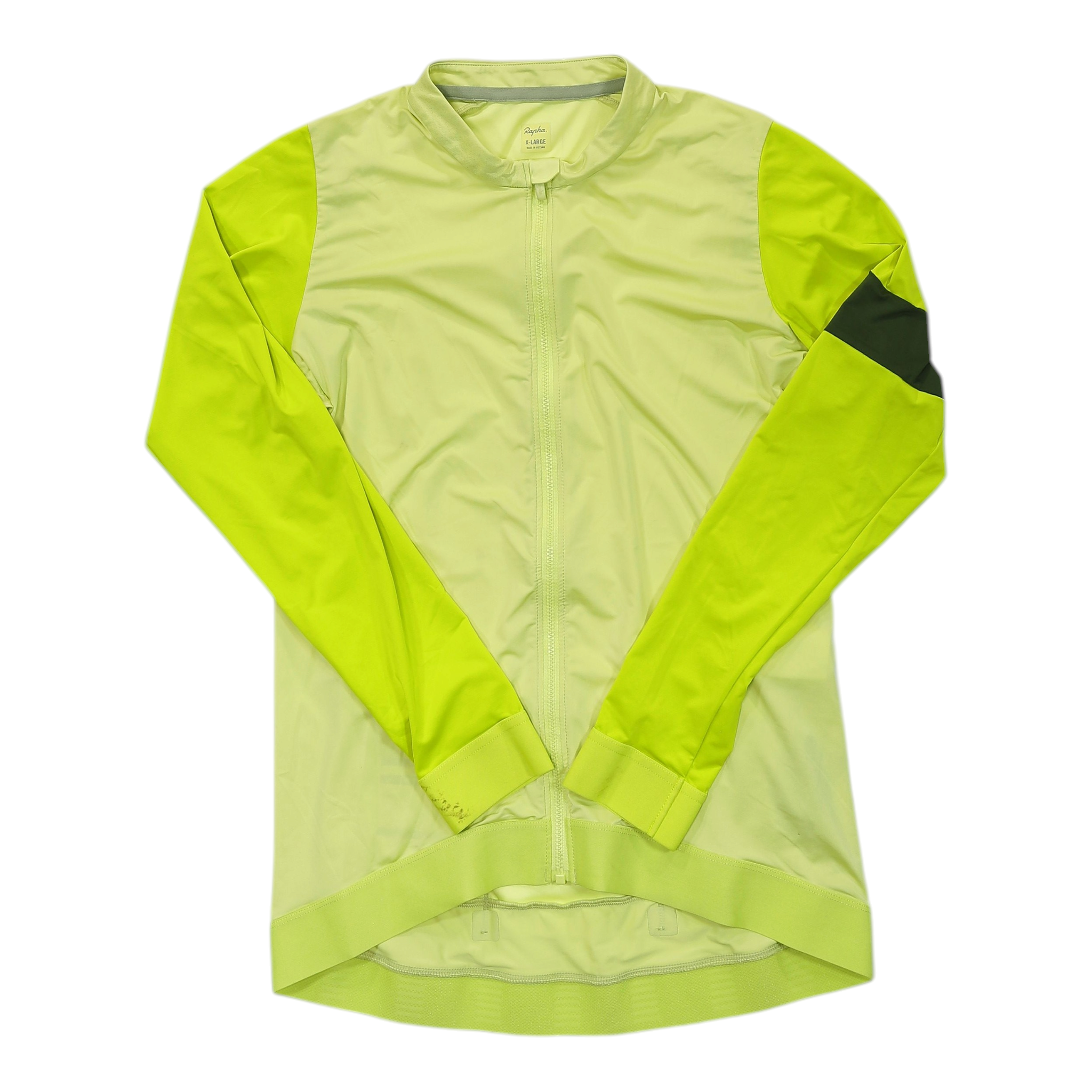 Men's Rapha long sleeve full-zip training jersey, neon yellow with off-white panels